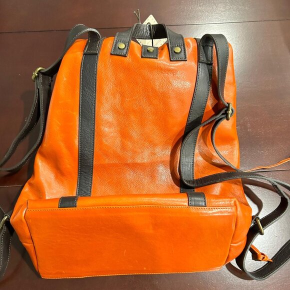 Genuine Italian Leather Backpack - Burnt Orange - Unisex - Picture 8 of 10